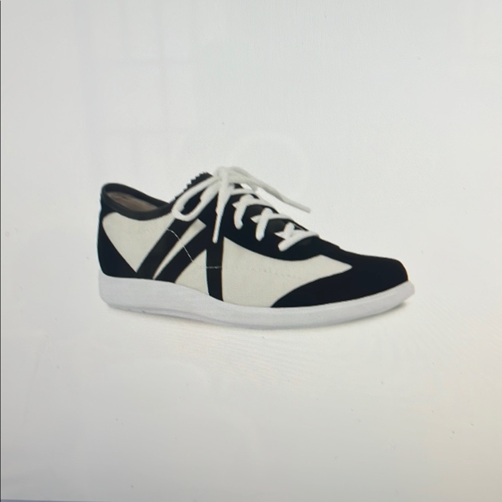 Black and White Low-Top Sneakers with Suede Upper